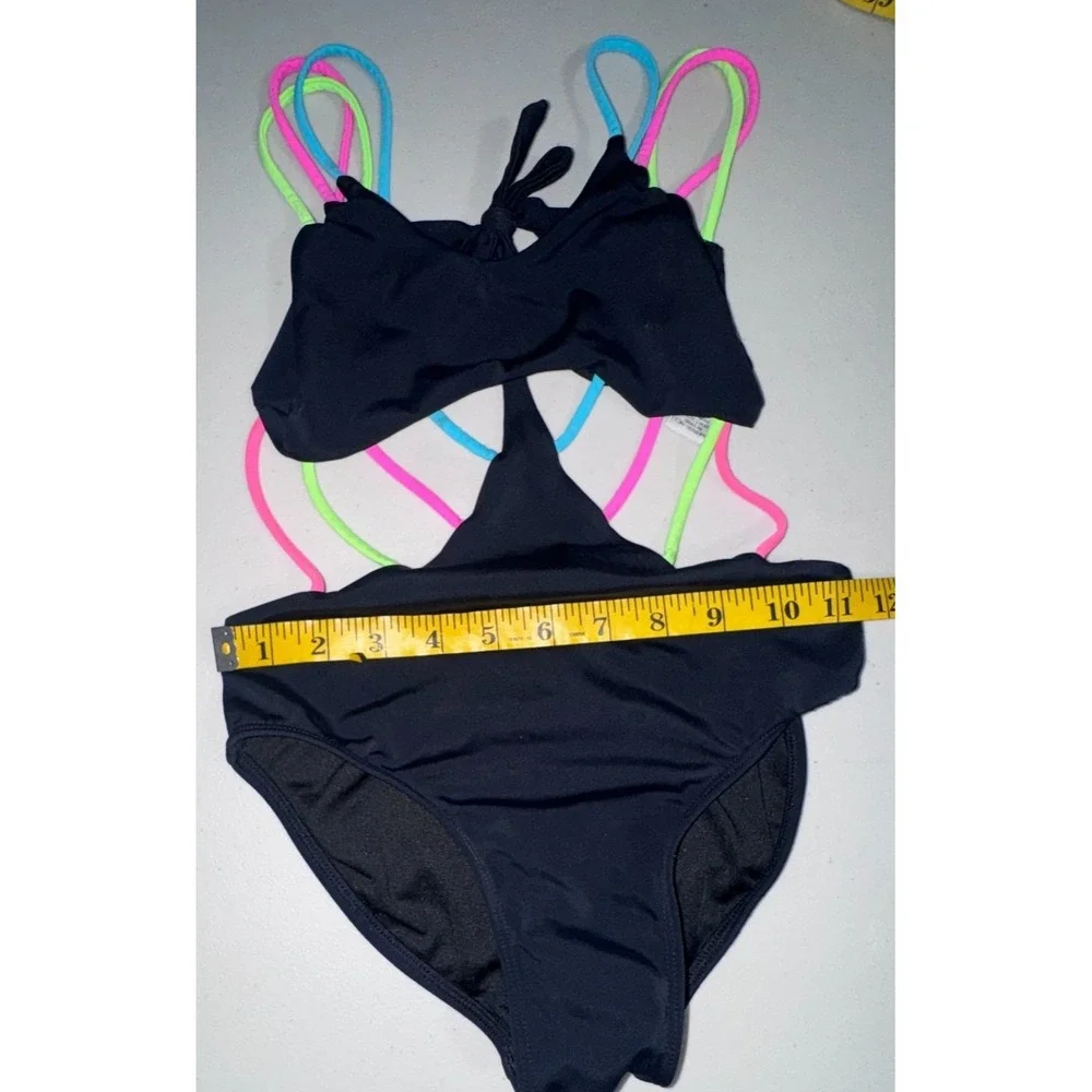 Peixoto Girls 10 Swimsuit Neon Straps Open Back Summer Vacation Travel Resort